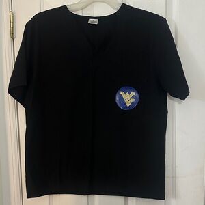 Black V-Neck Women's Scrub top with WVU Emblem! Medium